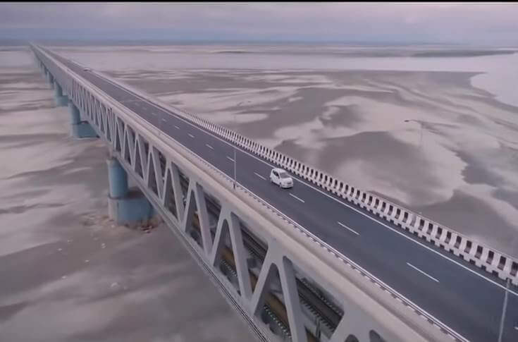 Cars Driving on Bogibeel Bridge