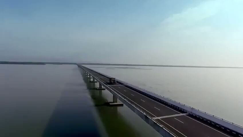 Cars Driving on Dhola–Sadiya Bridge
