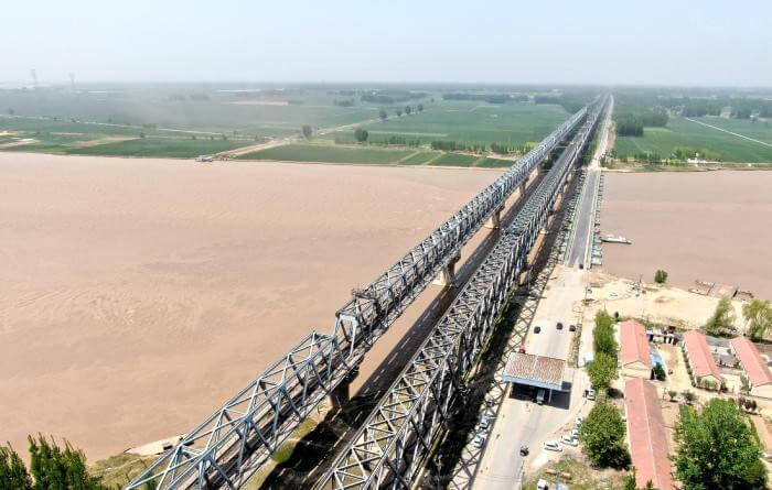 Changdong Yellow River Bridge aerial view