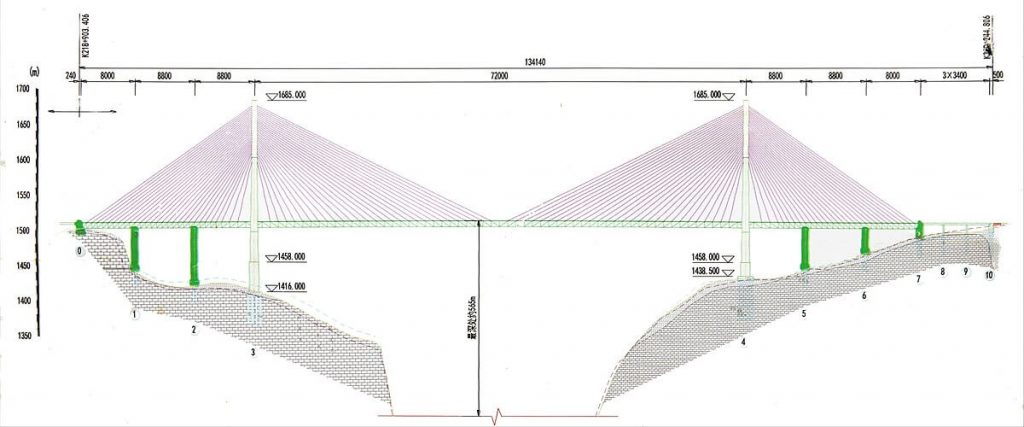Design drawing of Beipan River Bridge