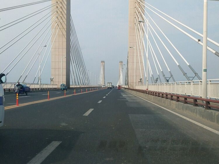 Driving on Wuhu Yangtze River Bridge