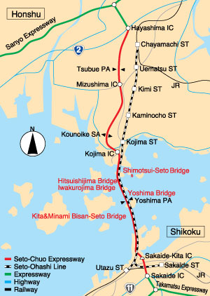 Great Seto Bridge map
