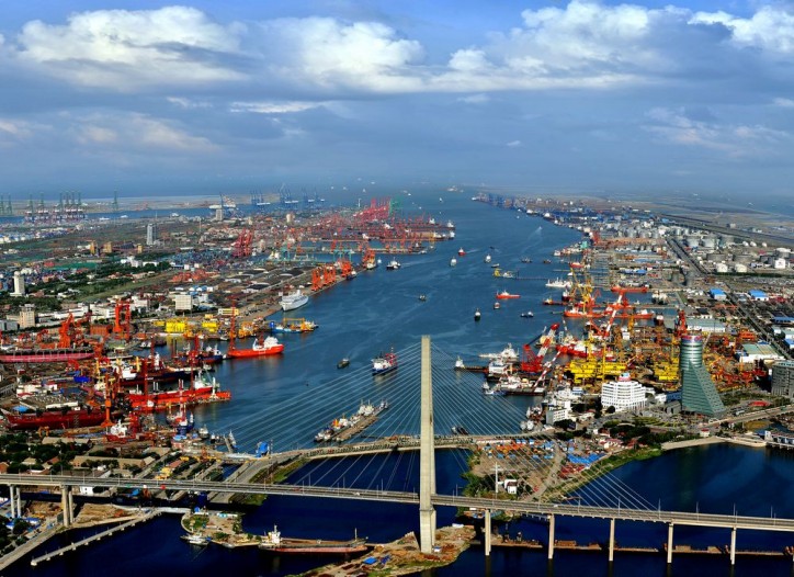 Haihe Bridge and Tianjin Port