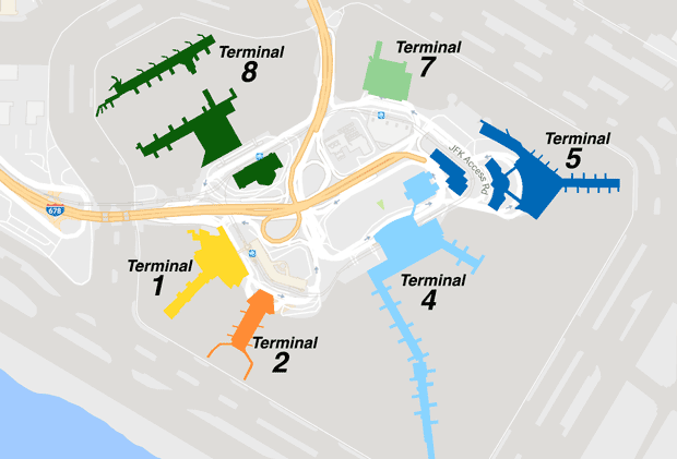 John F. Kennedy International Airport Terminals Map