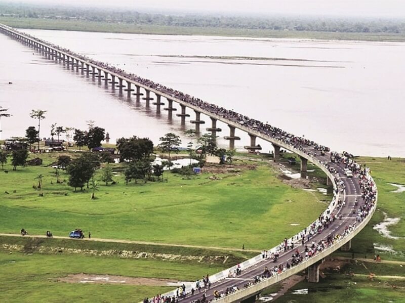 Local residents walking on Dhola–Sadiya Bridge