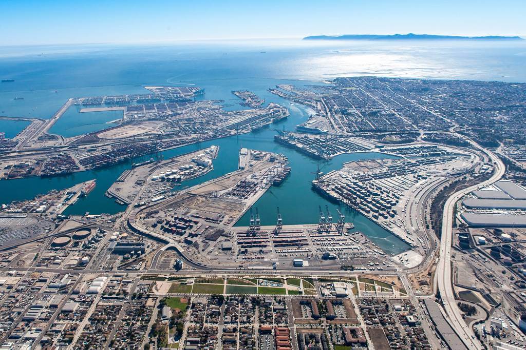 Los Angeles Port aerial view