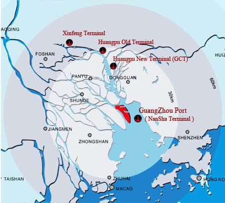 Map of Guangzhou Port