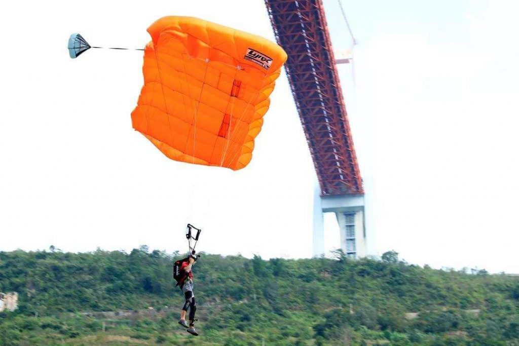 Parachuting from Baling River Bridge