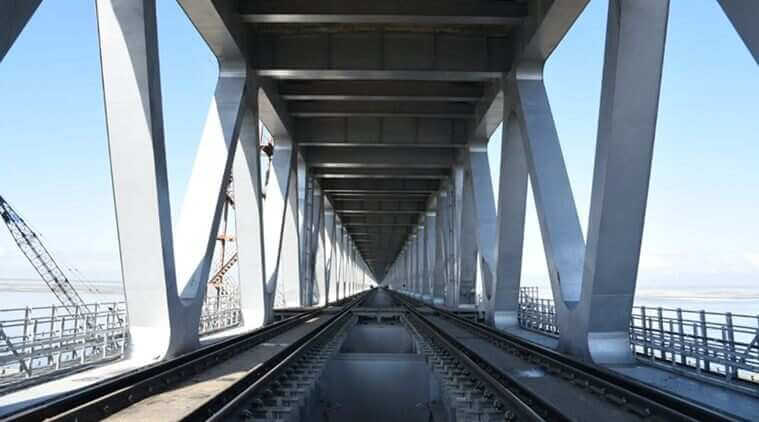 Railroad tracks of Bogibeel Bridge