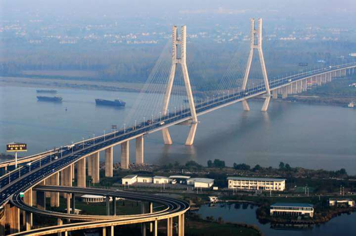 Runyang Yangtze River Bridge aerial view