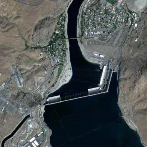 Satellite photo of Grand Coulee Dam