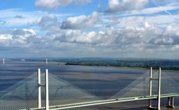 Second Severn Crossing Bridge and the Severn Bridge in the distance
