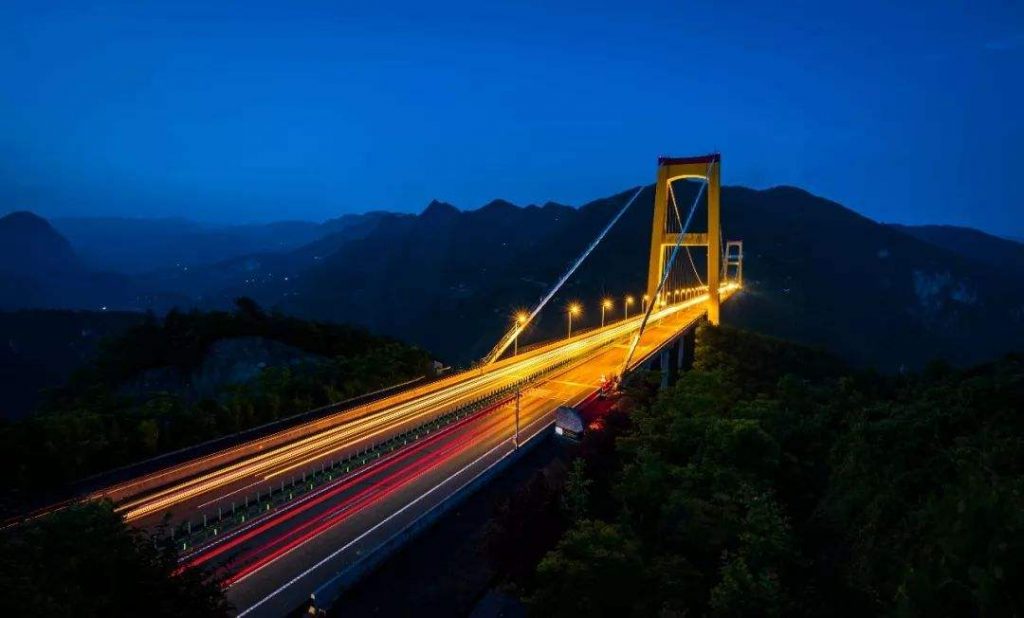 Sidu River Bridge at night