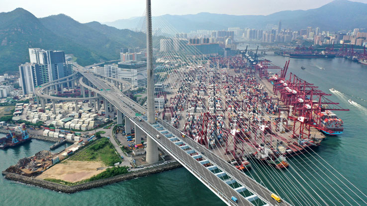 Stonecutters Bridge tower is 978 ft (298 m) tall