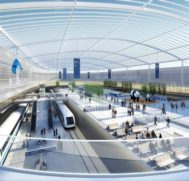 The rendering of the Tianfu Airport high-speed rail and subway replaced