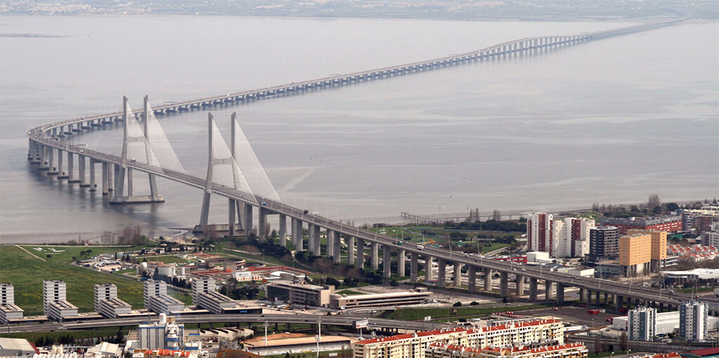 Vasco da Gama Bridge aerial view